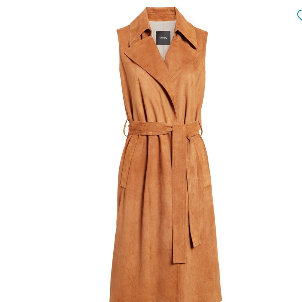 Theory Oaklane Tie Waist long Suede Vest